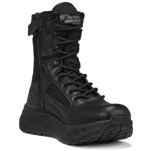 The 8-inch MAXX 8Z side-zip tactical boot features a cattlehide leather and Destination P mesh top, moisture-wicking lining, Vibram ballistic outsole, and OrthoLite insole to provide more support, cushioning, and stability than other tactical boots.
