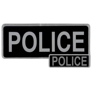 Police Hook & Loop Reflective Black Badges - 2 Pack